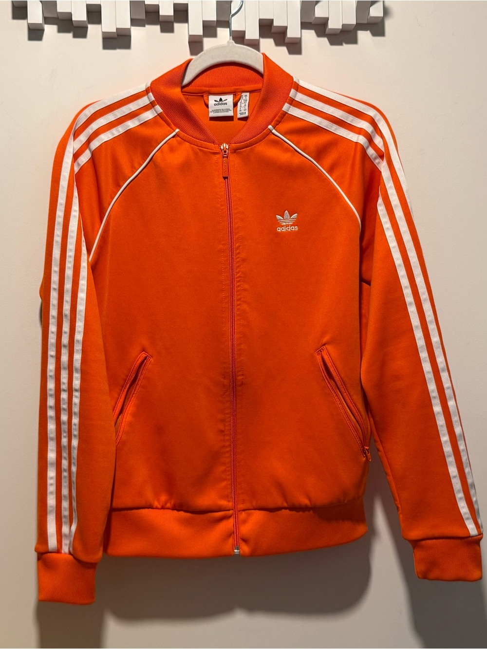 adidas Orange Lightweight Trefoil Track Jacket with White Stripes